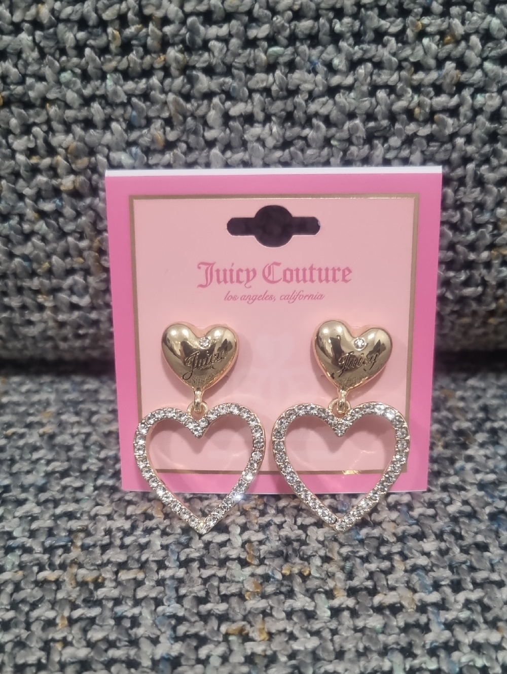 JUICY COUTURE Clear Stone Open Heart Drop Earrings - Picture 2 of 5